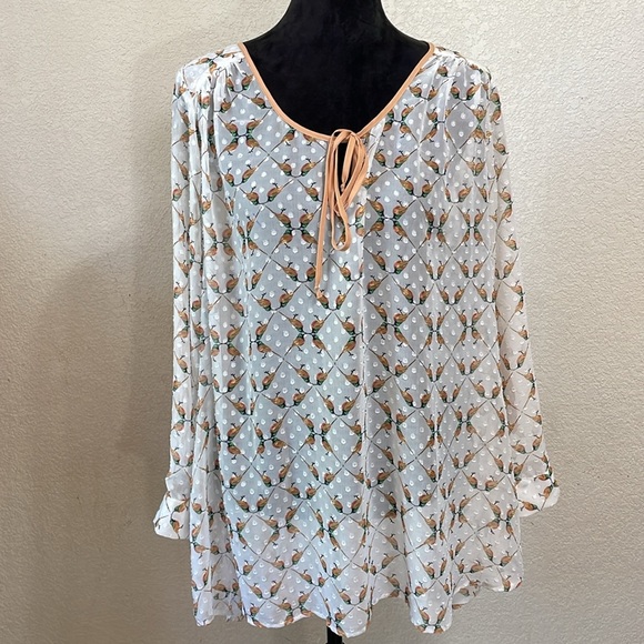 danielrainn Bird Patterned Long Sleeve Blouse - Picture 1 of 5